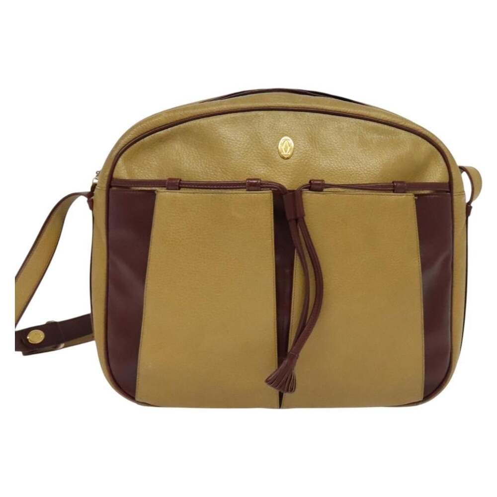 Cartier Leather Shoulder Bag Yellow Gold